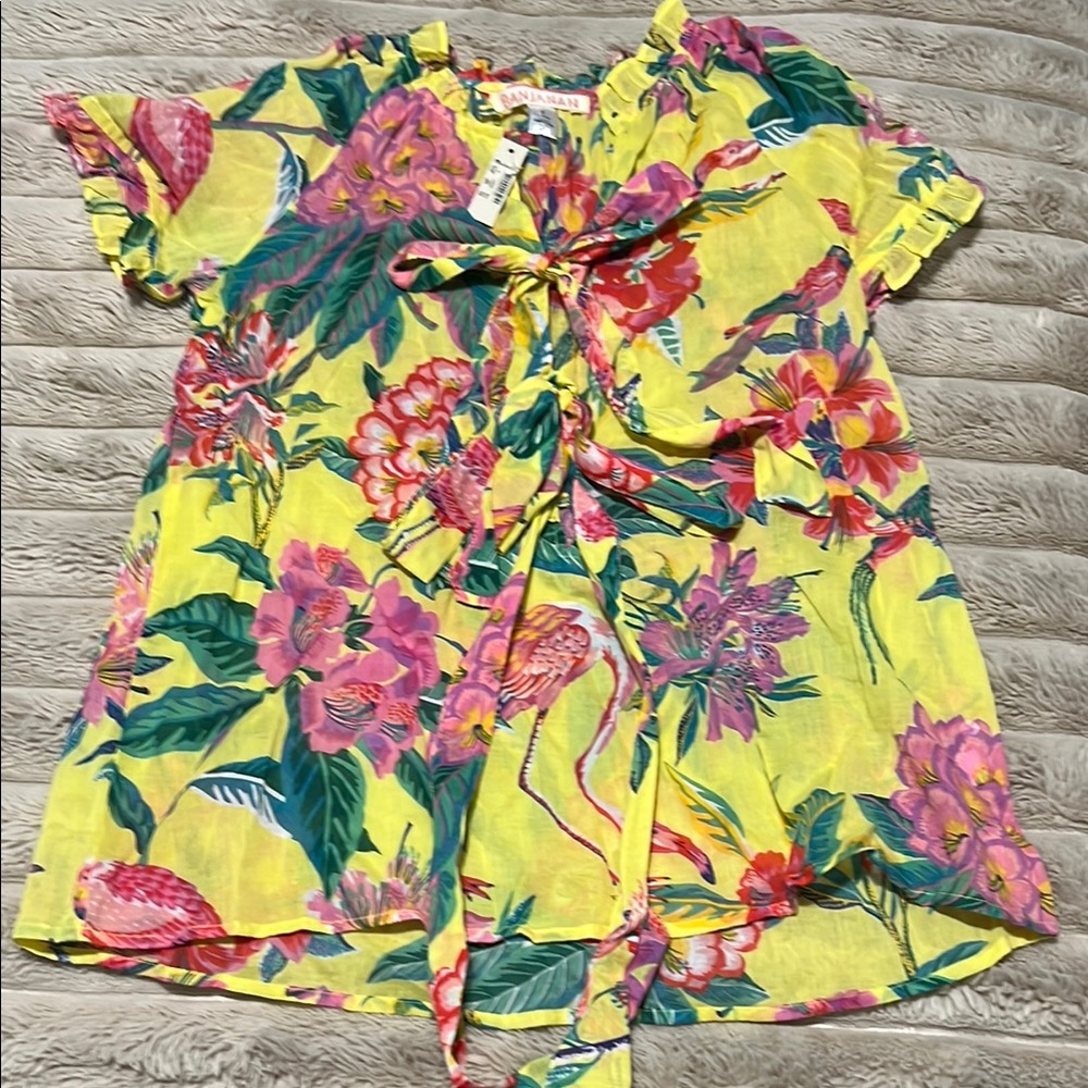 Madewell Yellow and Pink Floral Blouse